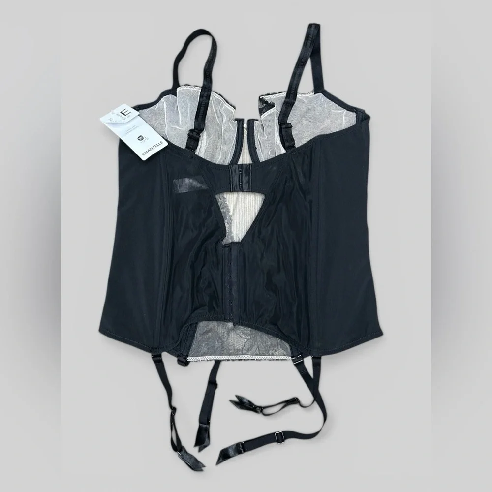 NEW $195 Chantelle [ 36DD US ] Orchids Underwire Bustier with Garter Straps